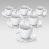 Kit com 6 Xícaras de Chá Pirâmide com Pires 200 ml Design Exclusivo com Cabo Bico Kit com 6 Xícaras de Chá Pirâmide com Pires 200 ml Design Exclusivo com Cabo Bico