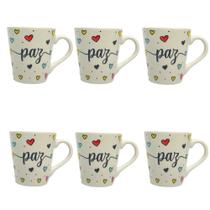 Kit Com 6 Xicaras De Porcelana 110ml Com Palavras Motivacionais Para Café Chá Tulipinha - PicNic