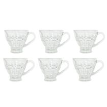 Kit Com 6 Xícaras Personalizada De Vidro Para Café Coffee Cappuccino Expresso Decoração Relevo 150ml