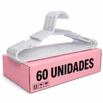 Kit com 60 Cabides Adulto Acrílico Transparente Organizador Roupa