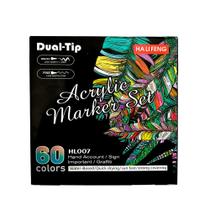 Kit Com 60 Canetas Acrílica Dual Tip Domni