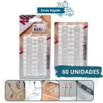 Kit com 60 Clips Fixadores para Organização de Fios e Cabos Fácil Instalação e Alta Fixação