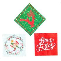 Kit com 60 Guardanapos de Papel 33x33cm Natalinos 3 Estampas