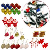 Kit com 60 itens Enfeites de Natal Laço Papai Noel Presentes Decoração Natalina Kit com 60 itens Enfeites de Natal Laço Papai Noel Presentes Decoração Natalina