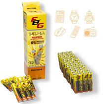 Kit com 60 Pilhas AAA Palito Uso em Controles, Brinquedos, Relógios e Eletrônicos
