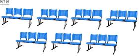 Kit com 7 Cadeiras Longarina PLÁSTICA 03 Lugares Cor Azul Mastcmol Kit com 7 Cadeiras Longarina PLÁSTICA 03 Lugares Cor Azul Mastcmol