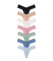 Kit com 7 Calcinhas Fio Dental de Renda Victoria's Secret Nude M Kit com 7 Calcinhas Fio Dental de Renda Victoria's Secret Nude M
