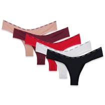 Kit Com 7 Calcinhas Tangas Conforto Lisa Forro Algodão