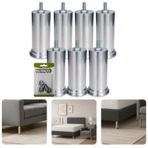 Kit Com 7 Pés 15cm Rosca Máquina 5 16 Móveis Pesados Cama Box Armários Estofados
