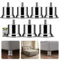 Kit Com 7 Pés 5cm Rosca Soberba Móveis Pesados Concreto Alumínio Cama Box Estofados