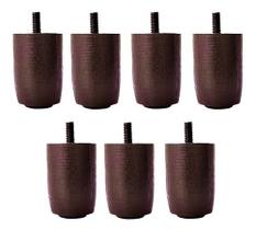 Kit com 7 Pés Para Cama Box ou Baú Casal P63 Marrom