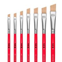 Kit Com 7 Pinceis Chanfrado 847 Cerda Sintetica Pincel Tigre