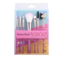 Kit Com 7 Pincéis De Maquiagem Macrilan Trend Brilhante Rosa Kit Com 7 Pincéis De Maquiagem Macrilan Trend Brilhante Rosa