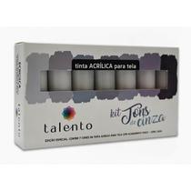Kit com 7 Tintas Acrílica Tons De Cinza para Telas Talento Kit com 7 Tintas Acrílica Tons De Cinza para Telas Talento