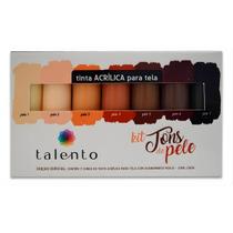 Kit com 7 Tintas Acrílica Tons de Pele para Telas Talento