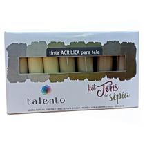 Kit com 7 Tintas Acrílica Tons De Sépia para Telas Talento