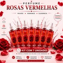 Kit com 7 Unidades Perfume Rosas Vermelhas Amor Sedução Harmonia Espiritual