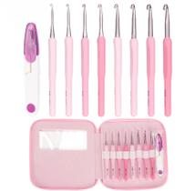 Kit Com 8 Agulhas Cabo Soft Emborrachado + Estojo Rosa DIY