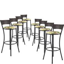 Kit Com 8 Banquetas Altas Forts Fibra Uv Bancada, área Goumert, Bar, Piscina, Balcão, Floral Verde Kit Com 8 Banquetas Altas Forts Fibra Uv Bancada, área Goumert, Bar, Piscina, Balcão, Floral Verde
