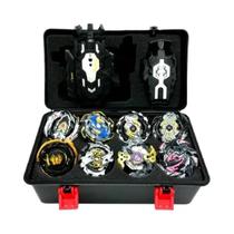 Kit Com 8 Beyblades De Metal Com Maleta E Puxadores
