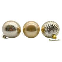 Kit com 8 Bolas Natalinas Sortidas 6cm Dourado - Wincy