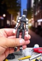 kit com 8 Bonecos 100% Articulado Dummy 13 Figura de Ação Brinquedo Manequim Presente 14cm DESMONTADO Preto Branco