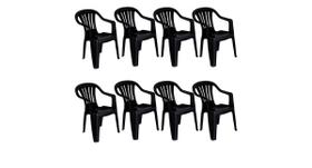 Kit com 8 cadeira de plástico bela vista - preta - com braço - mor
