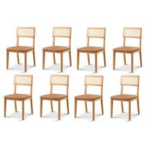 Kit com 8 Cadeiras de Jantar Ava com Encosto de Telinha Marrom/Caramelo
