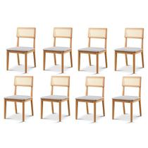 Kit com 8 Cadeiras de Jantar Ava Encosto Telinha Cinza Kit com 8 Cadeiras de Jantar Ava Encosto Telinha Cinza