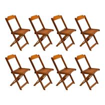 Kit com 8 Cadeiras Dobrável em Madeira Maciça - Mel