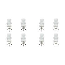 Kit com 8 Cadeiras Escritório Diretor Tela Mesh Braço Regulável Ajuste Lombar Bogotá Branco Kit com 8 Cadeiras Escritório Diretor Tela Mesh Braço Regulável Ajuste Lombar Bogotá Branco