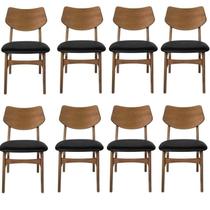 Kit com 8 Cadeiras Madeira Maciça e Pvc Edna