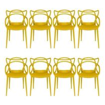 Kit com 8 Cadeiras para Sala de Jantar Allegra Solna Amarelo