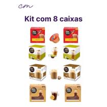 Kit com 8 Caixas Capsulas Café Dolce Gusto Cappuccino + Nescau + Alpino + Au Lait Dolce Gusto 10 Unidades