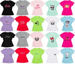 kit com 8 camisetas baby look infantil/juvenil meninas - VIRAL KIDS
