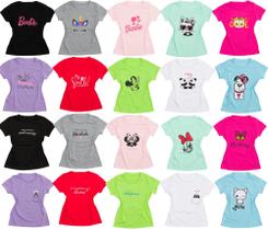 kit com 8 camisetas baby look infantil/juvenil meninas