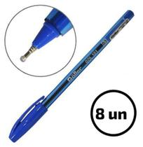 Kit com 8 canetas esferográficas azul clássica para escola e escritório
