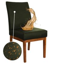 Kit com 8 Capa Cadeira de Jantar Impermeável Verde Escuro Premium - Charme do Detalhe