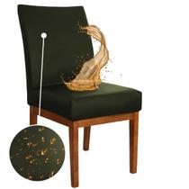 Kit com 8 Capa Cadeira de Jantar Impermeável Verde Escuro Premium