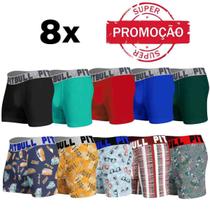 Kit Com 8 Cuecas Boxer Box Masculina Adulto Pitbull Atacado