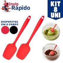 Kit com 8 Espátulas de Silicone Alimentício e Resistente ao Calor Flexíveis e Antiaderentes Kit com 8 Espátulas de Silicone Alimentício e Resistente ao Calor Flexíveis e Antiaderentes