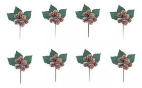 Kit Com 8 Flor De Natal Pinha Mini Buquê 12 Cm Enfeite