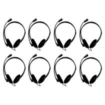 Kit com 8 Headsets Office Usb Adaptador Usb-C Preto Bright