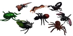 Kit com 8 insetos de Borracha divertidos para decoração, susto, halloween, dia das bruxas