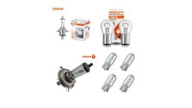 Kit com 8 lâmpadas: 2 lâmpadas de Farol H4, 2 lâmpadas de freio/lanterna 2 polos, 4 lâmpadas pingo de lanterna