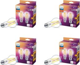 Kit com 8 Lâmpadas LED Philips A19 Ultra Definition - 11,5W 2700K E26