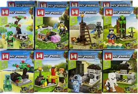 Kit com 8 Lego Minecraft - Com 361 peças - Incluso personagens e cenários exclusivos - MG165