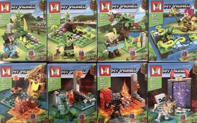 Kit com 8 Lego Minecraft - Com 361 peças - Incluso personagens e cenários exclusivos - MG338