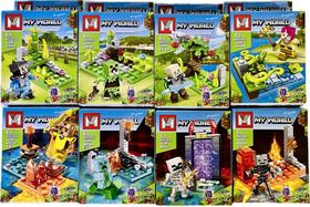 Kit com 8 Lego Minecraft - Com 361 peças - Incluso personagens e cenários exclusivos - MG338