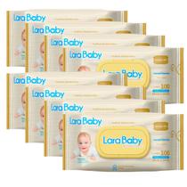 Kit Com 8 Lenço Umedecido Lara Baby Premium 100 Unidades Total 800